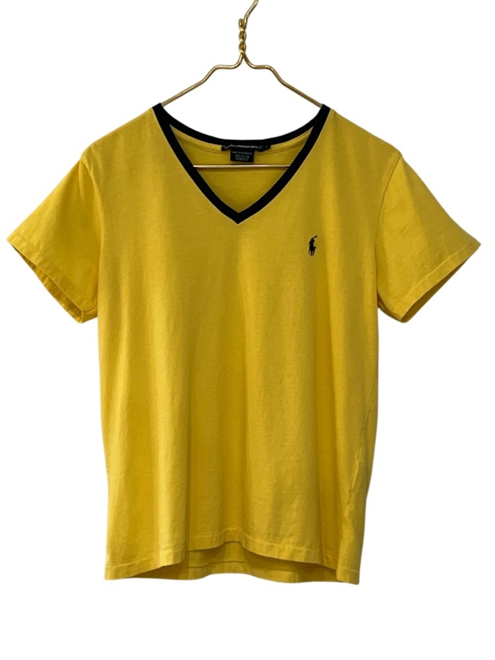 Ralph Lauren Sport Yellow V Neck Tee Pony Logo Short Sleeve L - Picture 2 of 6
